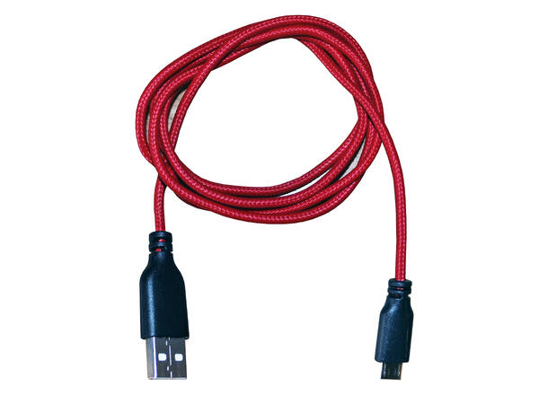 Tech CONNECT - USB/Mikro USB kabel 1 meter, RØD SORT utførelse 
